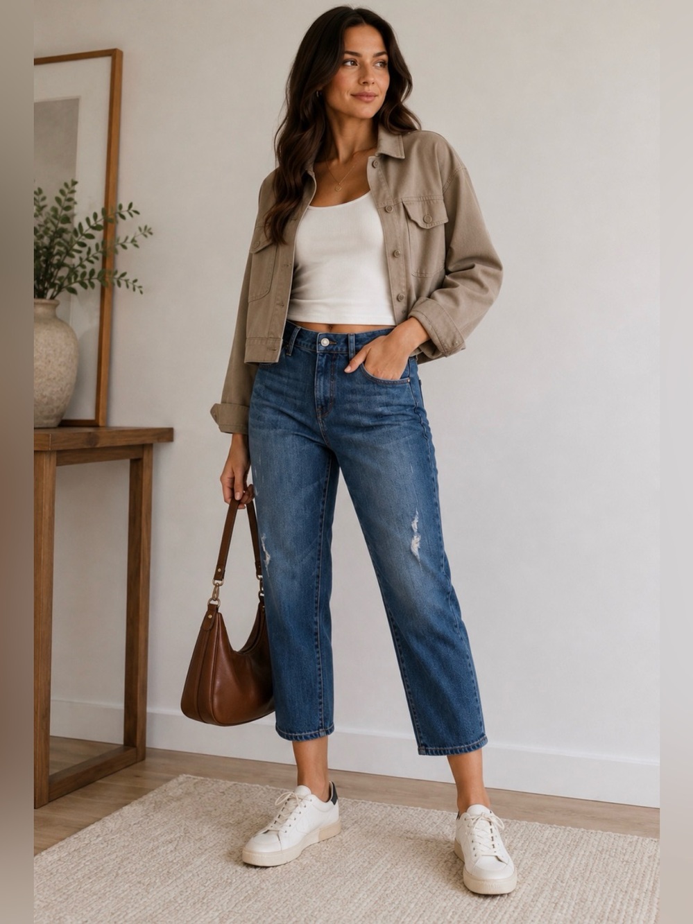 A.N.A High Rise Boyfriend Jeans Size 10 Blue Stretch Cropped